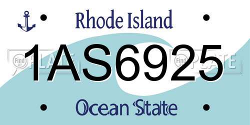1AS6925 Rhode Island License Plate