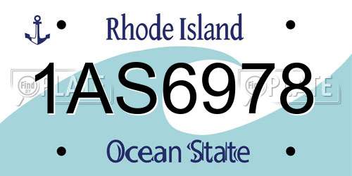 1AS6978 Rhode Island License Plate