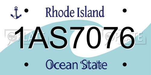 1AS7076 Rhode Island License Plate