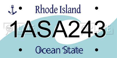 1ASA243 Rhode Island License Plate