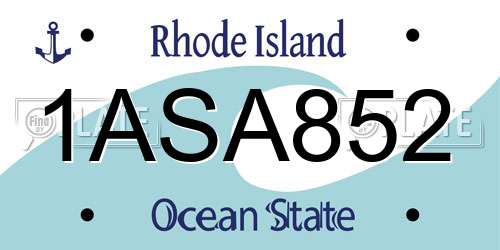 1ASA852 Rhode Island License Plate