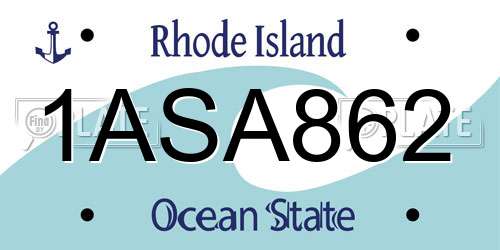 1ASA862 Rhode Island License Plate