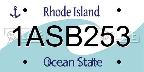1ASB253 Rhode Island License Plate