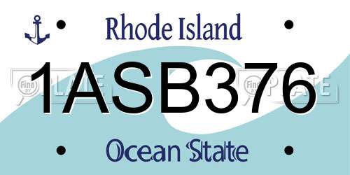 1ASB376 Rhode Island License Plate