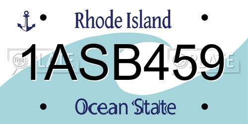 1ASB459 Rhode Island License Plate