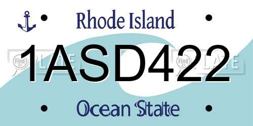 1ASD422 Rhode Island License Plate