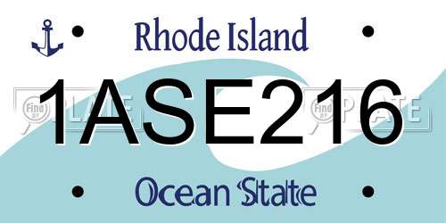 1ASE216 Rhode Island License Plate