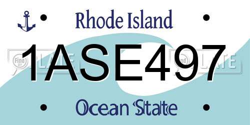 1ASE497 Rhode Island License Plate