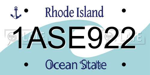 1ASE922 Rhode Island License Plate