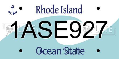 1ASE927 Rhode Island License Plate