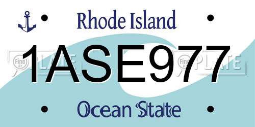 1ASE977 Rhode Island License Plate