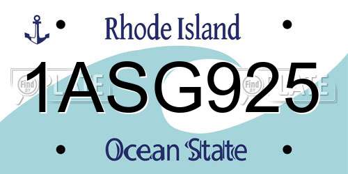 1ASG925 Rhode Island License Plate