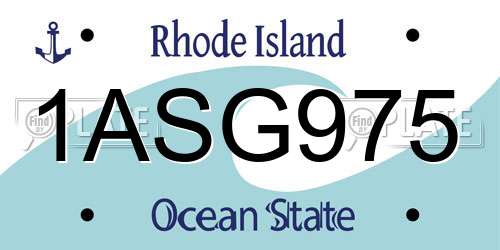 1ASG975 Rhode Island License Plate