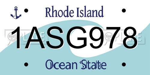 1ASG978 Rhode Island License Plate