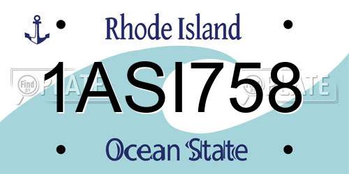 1ASI758 Rhode Island License Plate