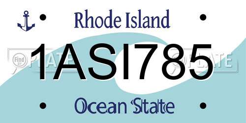 1ASI785 Rhode Island License Plate