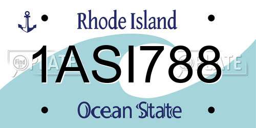 1ASI788 Rhode Island License Plate