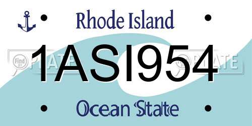 1ASI954 Rhode Island License Plate