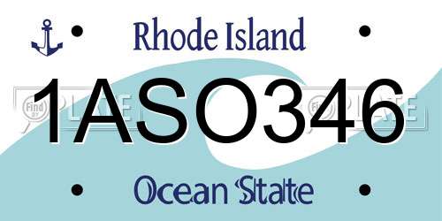 1ASO346 Rhode Island License Plate