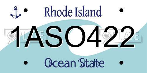1ASO422 Rhode Island License Plate