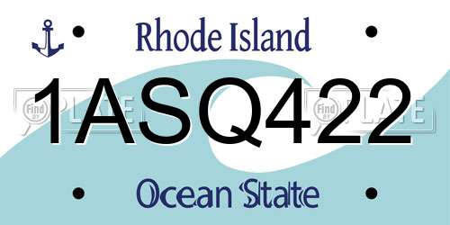 1ASQ422 Rhode Island License Plate