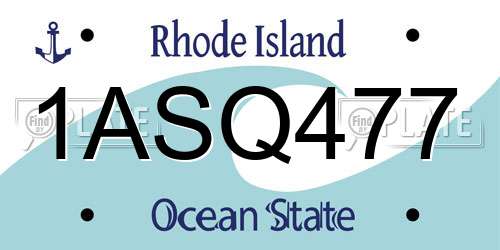 1ASQ477 Rhode Island License Plate