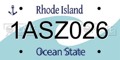 1ASZ026 Rhode Island License Plate