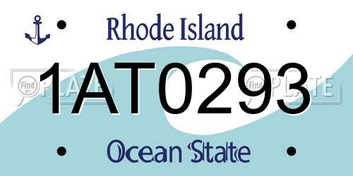 1AT0293 Rhode Island License Plate