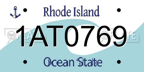 1AT0769 Rhode Island License Plate