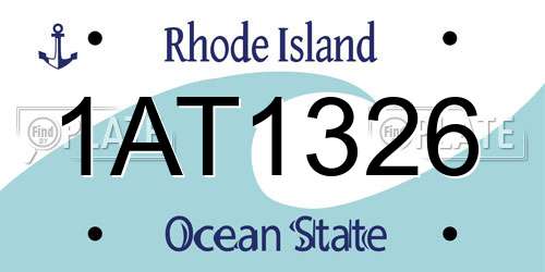 1AT1326 Rhode Island License Plate