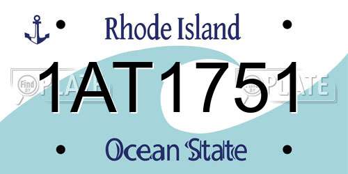 1AT1751 Rhode Island License Plate