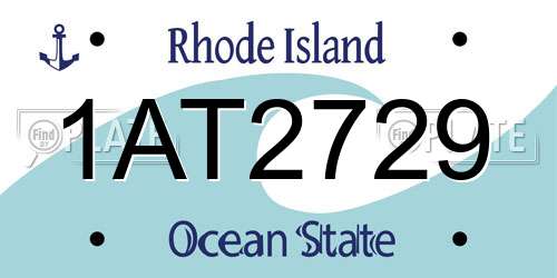 1AT2729 Rhode Island License Plate