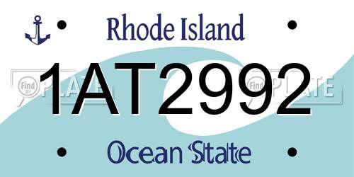 1AT2992 Rhode Island License Plate