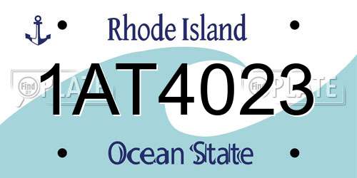 1AT4023 Rhode Island License Plate