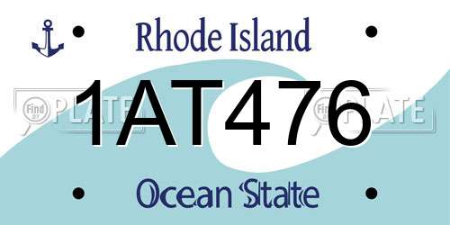 1AT476 Rhode Island License Plate