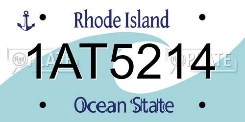 1AT5214 Rhode Island License Plate