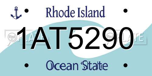 1AT5290 Rhode Island License Plate
