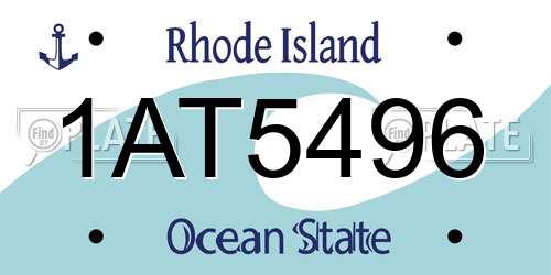 1AT5496 Rhode Island License Plate