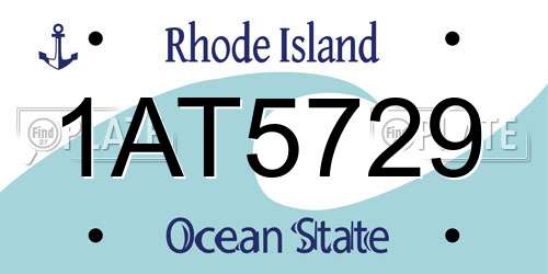 1AT5729 Rhode Island License Plate