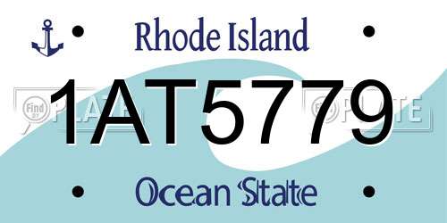 1AT5779 Rhode Island License Plate