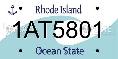 1AT5801 Rhode Island License Plate