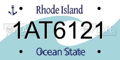 1AT6121 Rhode Island License Plate