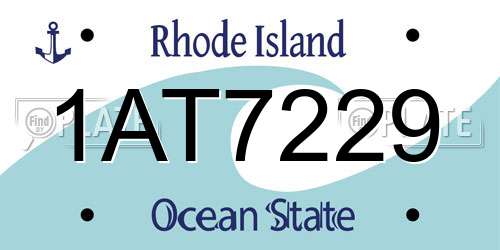 1AT7229 Rhode Island License Plate