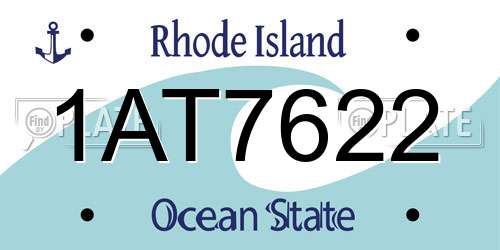 1AT7622 Rhode Island License Plate