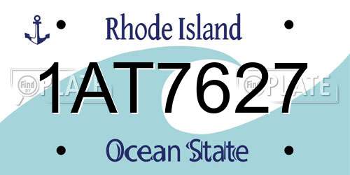 1AT7627 Rhode Island License Plate