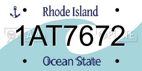 1AT7672 Rhode Island License Plate