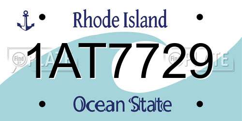 1AT7729 Rhode Island License Plate