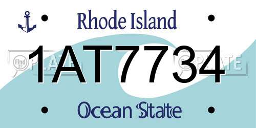 1AT7734 Rhode Island License Plate