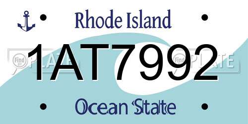 1AT7992 Rhode Island License Plate
