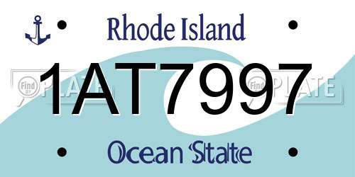 1AT7997 Rhode Island License Plate